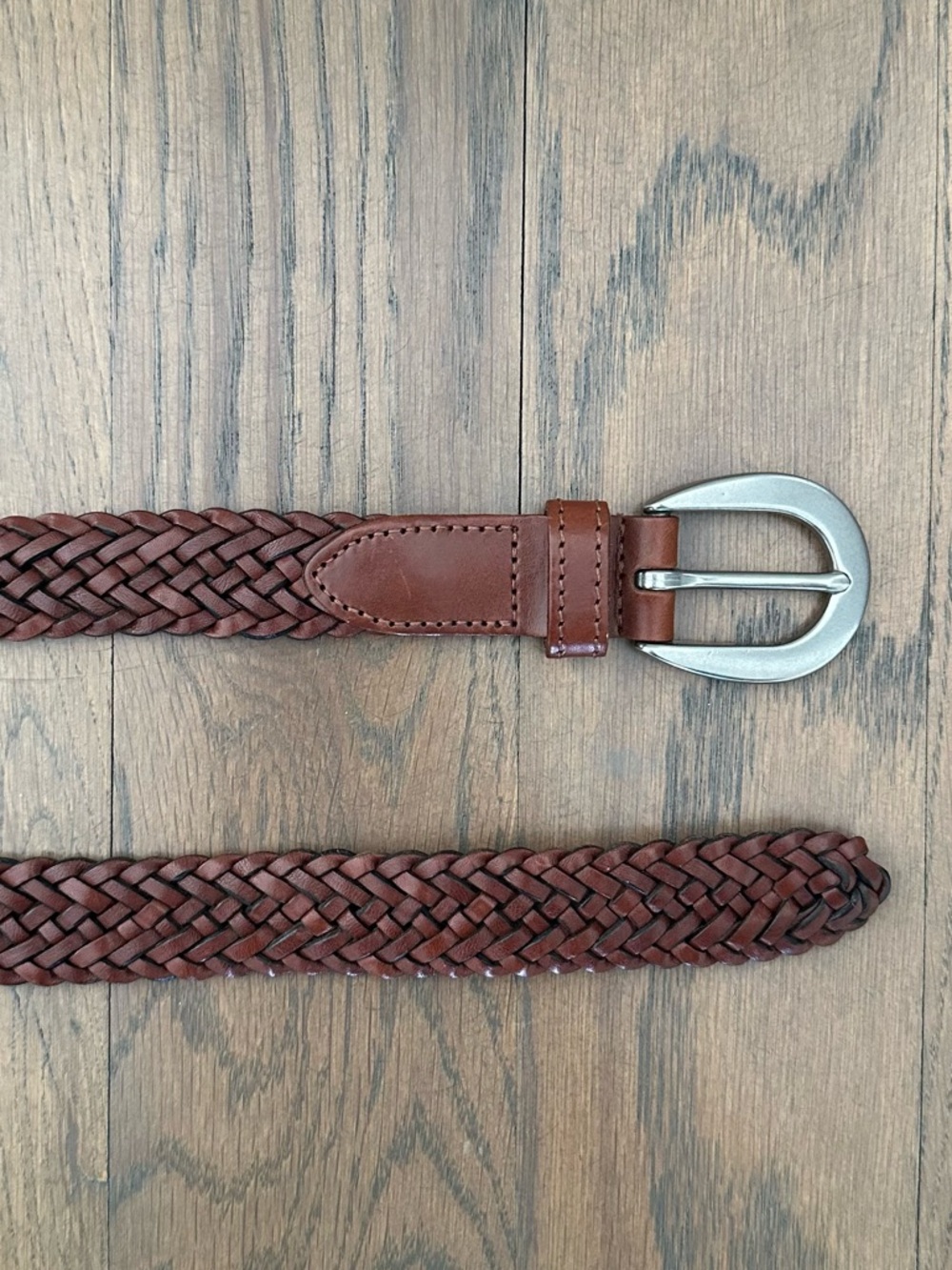 Vintage Coach 8518 Braided Leather Belt Oval Buckle Brown, Brushed Silver Small - Picture 2 of 9
